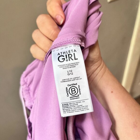 Athleta Girl Jump For Joy Jumpsuit Size L (12)‎ Purple Polyester & Spandex - Picture 7 of 8